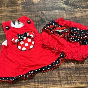 Banana Split Baby Minnie Mouse Dress with Polka Dot Bow and Bloomers